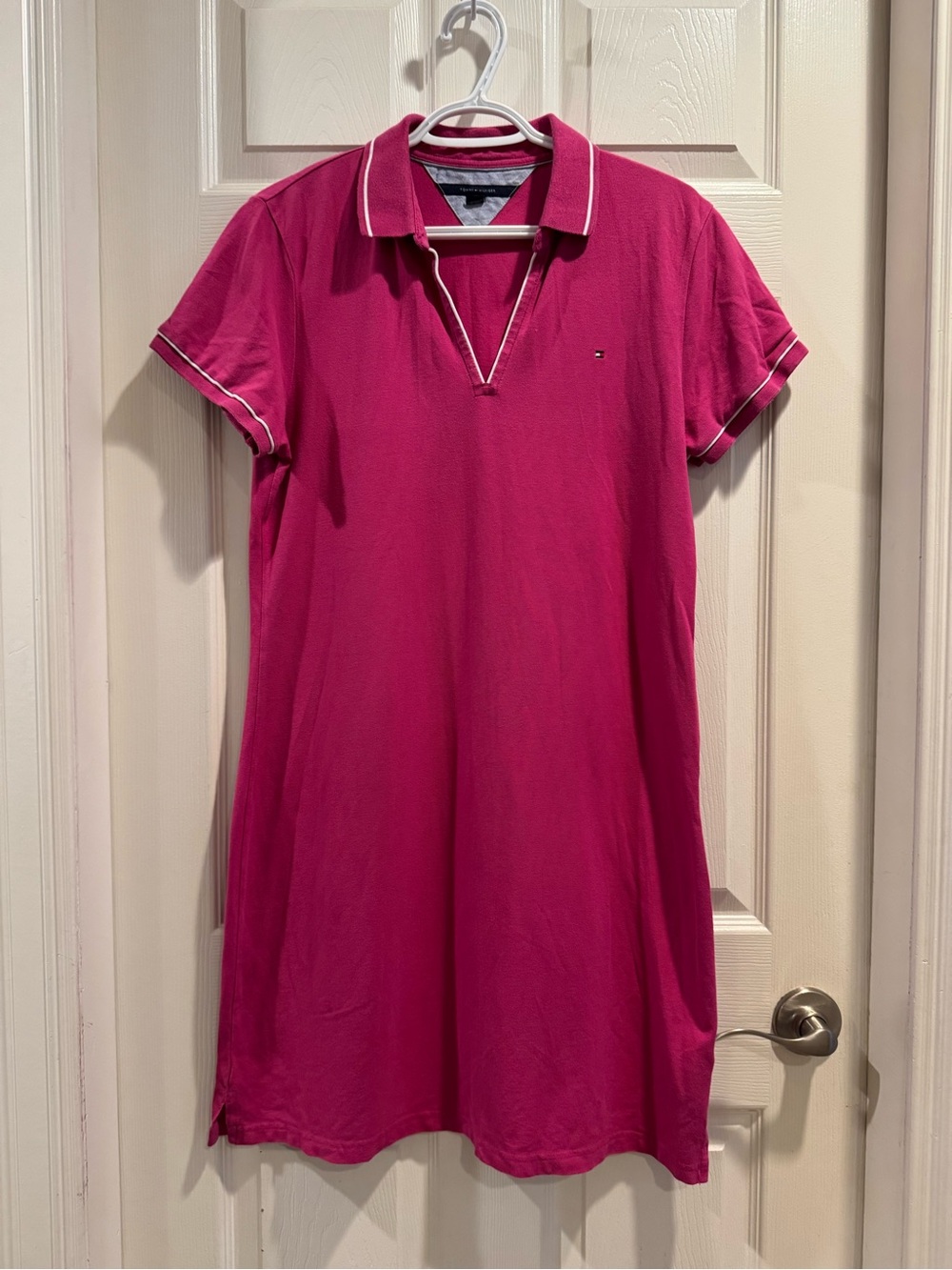 Tommy Hilfiger Women’s Pink Short Sleeve V-Neck Polo Dress Size L